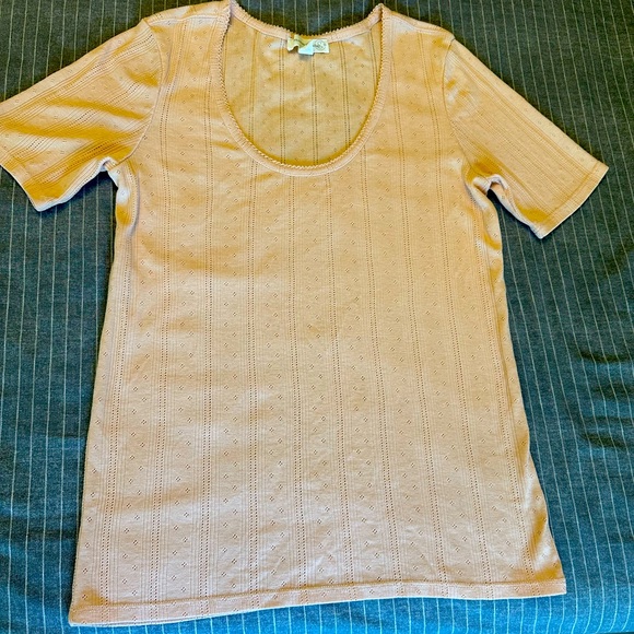 Treasure & Bond Tops - Nordstrom Treasure & Bond Pointelle Stitching Picot Trim Short Sleeve Top